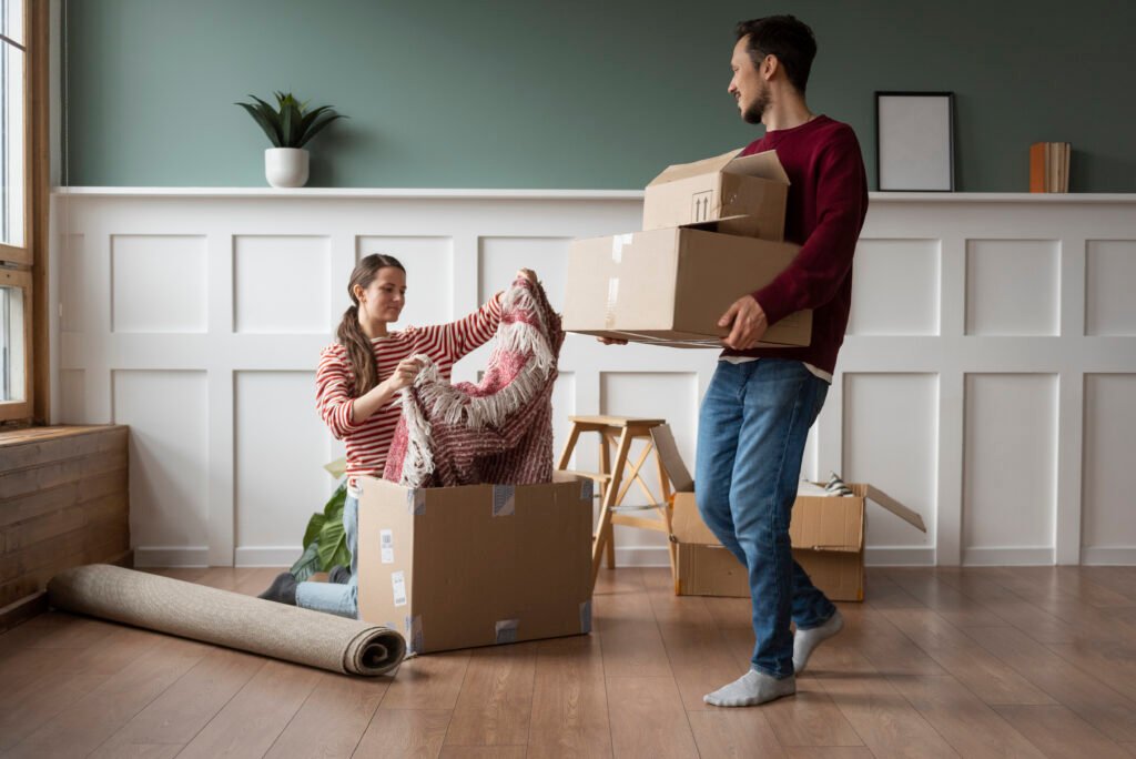 young couple moving into new home